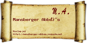 Mansberger Abbás névjegykártya